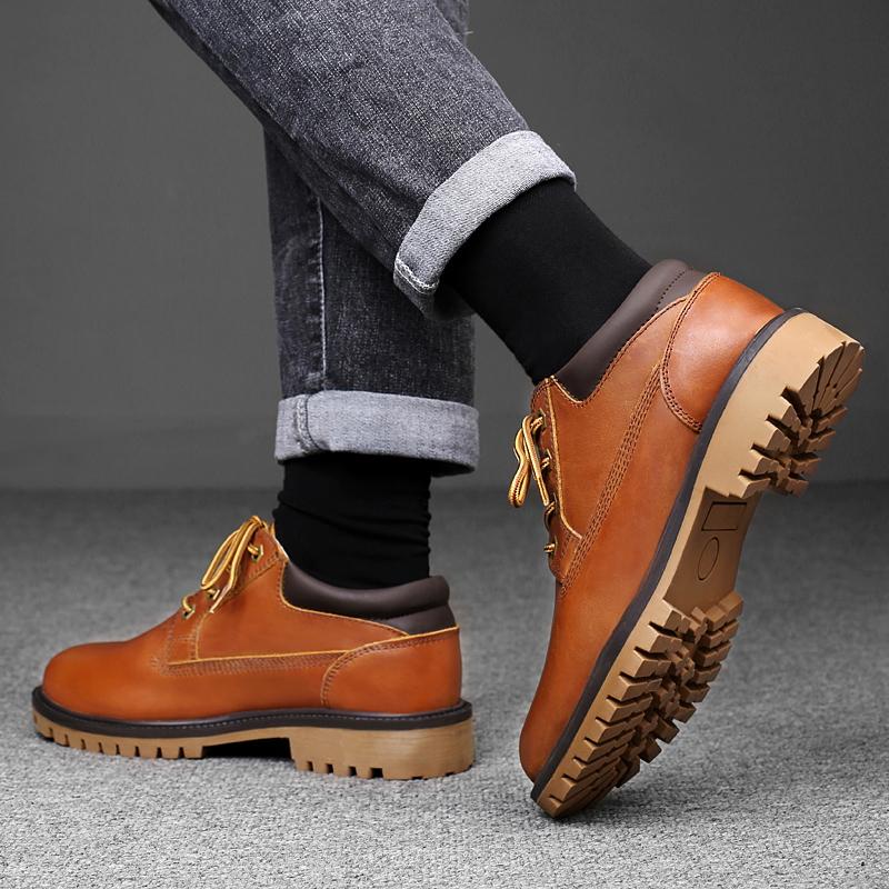 Genuine leather men's shoes Classic British Fashion Thick Bottom Style Formal Party Office High quality adult shoes Retro Brown