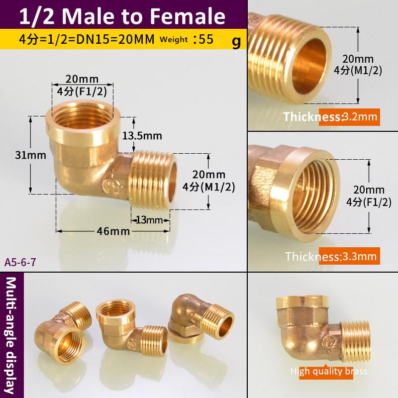 1/8" 1/4" 3/8" 1/2" 3/4" 1" Innengewinde x Außengewinde 90 Grad Messing Winkelstück Rohrfitting Verbinder Kupplung Für Wasser Kraftstoff Kupfer Adapter