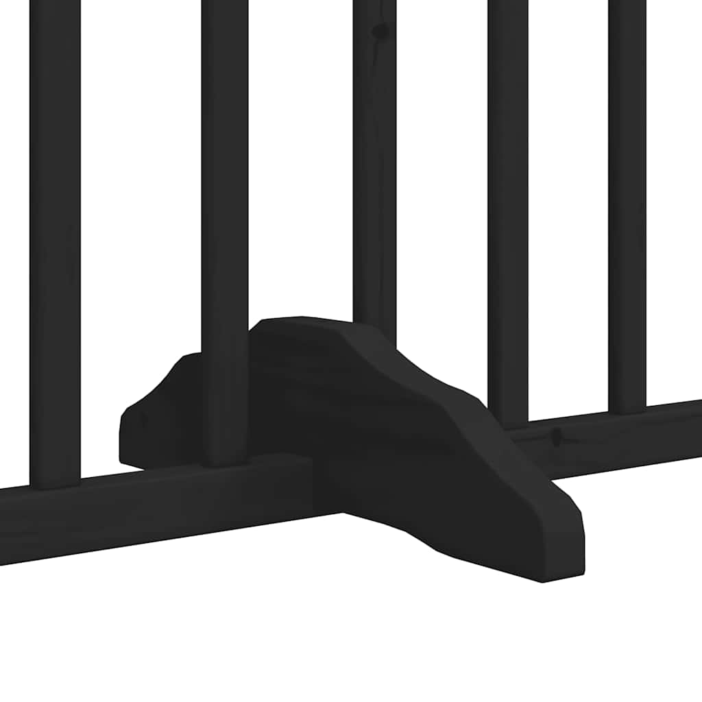 4 Piece Foldable Black Dog Gate 320 cm Poplar Wood