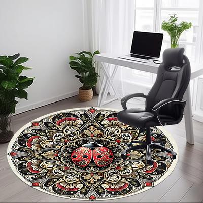 1pc Ladybug Mandala Artwork Chair Carpet for Office, Round Non Slip Durable Large Size Office Carpet, Suitable for Office