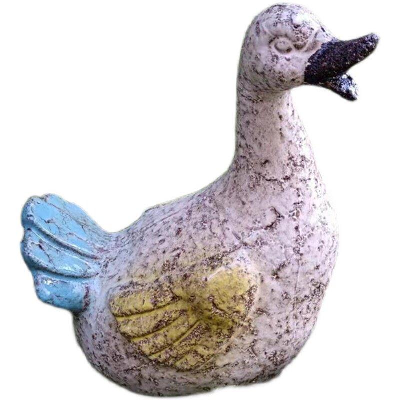 Farmhouse Terracotta Duck Statue for Outdoor Garden, Yard Art Patio Decor, Rustic Country Animal Figure, Weather-Resistant