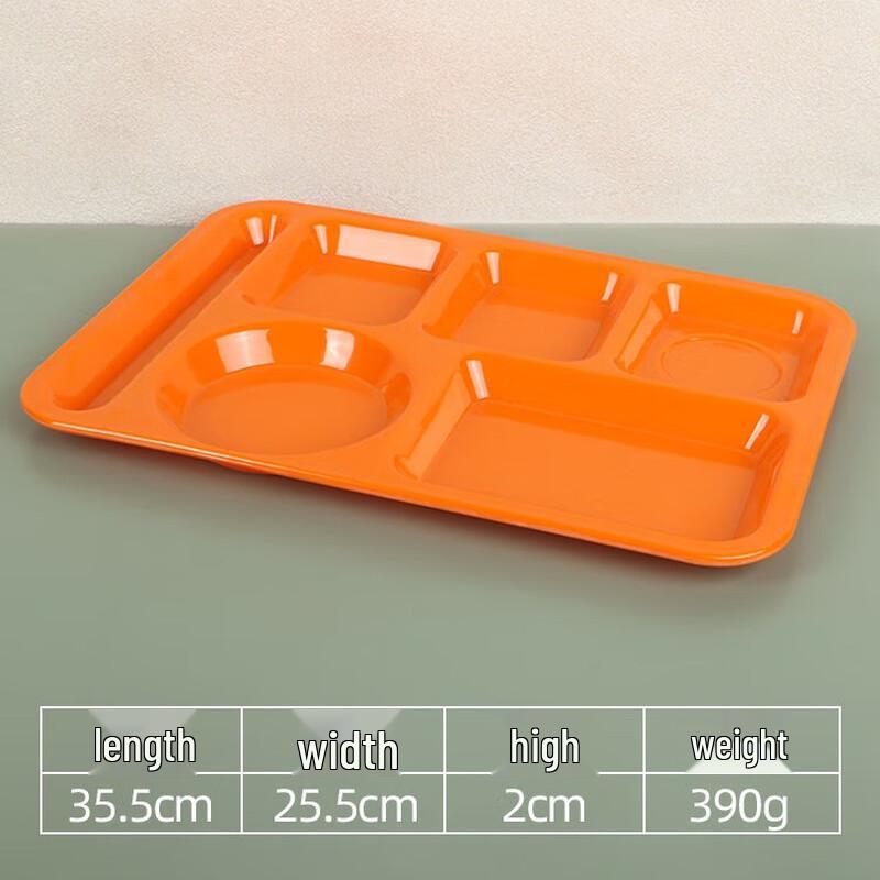 Melamine Rectangular 6-Compartment Food Tray