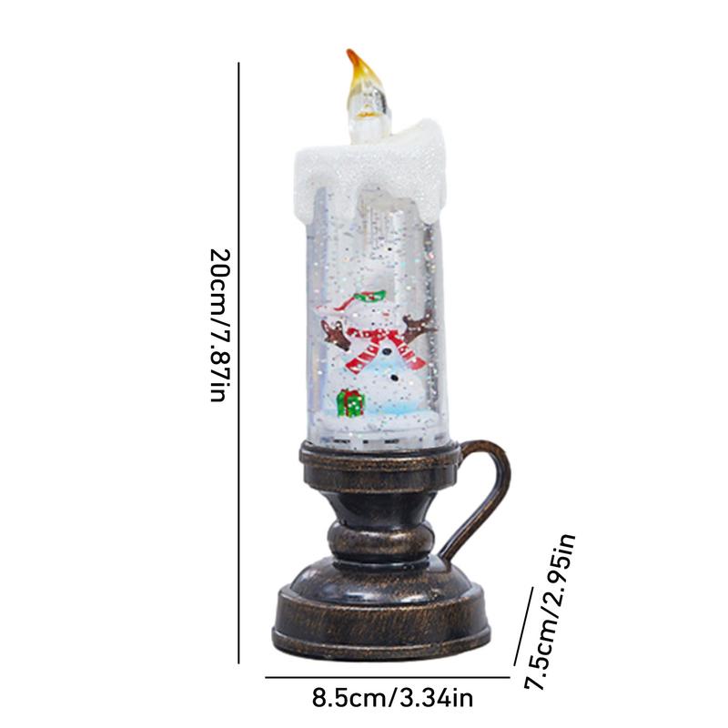 Glittering Christmas Snow Globe Candle Battery Operated LED Flameless Candle Glitter Lamp Christmas Decoration Night Light Gift