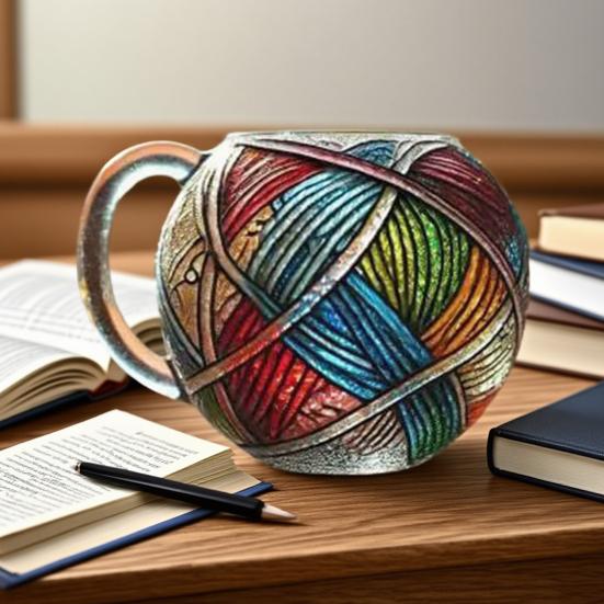 Hand Painted Coffee Mug Resin Quirky Resin Tea Cup 380ml Colored Yarn Ball Coffee Cup Hot And Cold Drink Cup Artistic Decor
