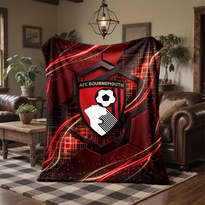 Bournemouth Football Print Flannel Blanket Soft Warm Sofa Bed Throw Blanket For Home Office Bedroom