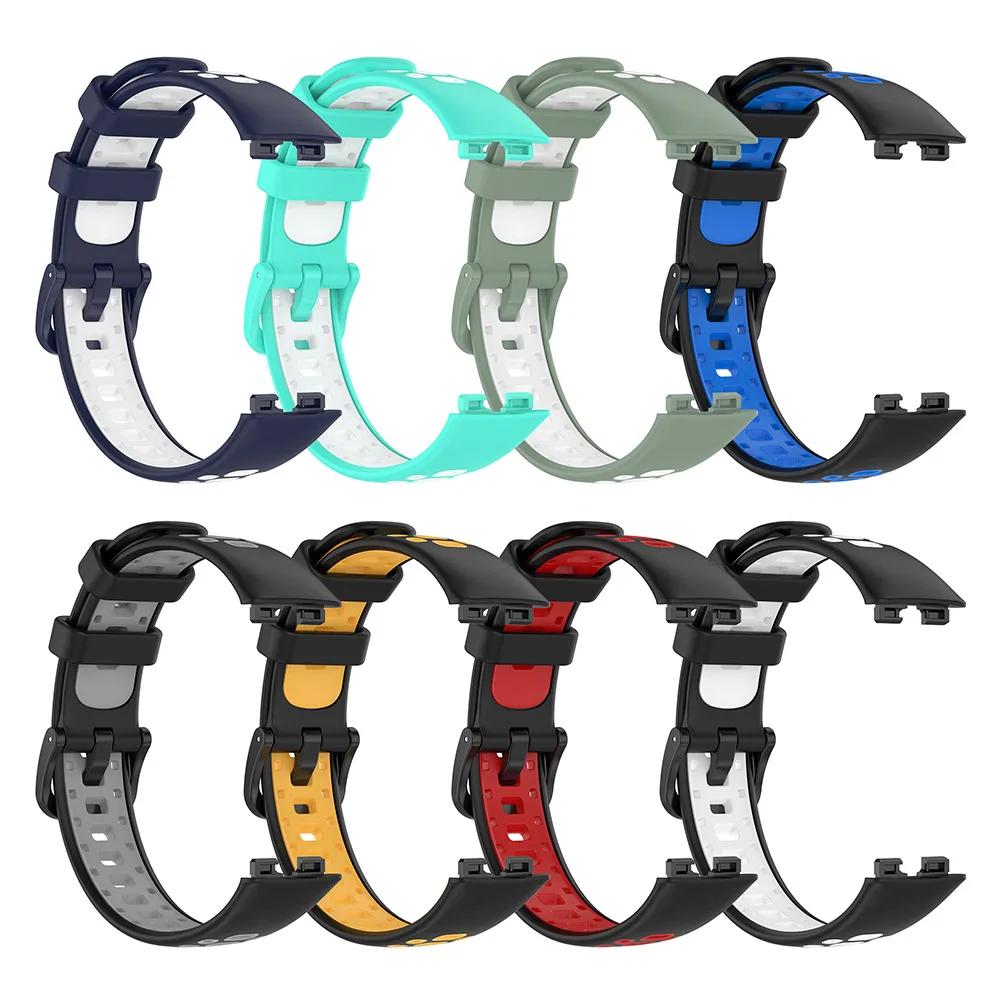 Silicone Wrist Strap For Huawei Band 10 9 8 Two-Color Watchband Bracelet Wristband Accessories