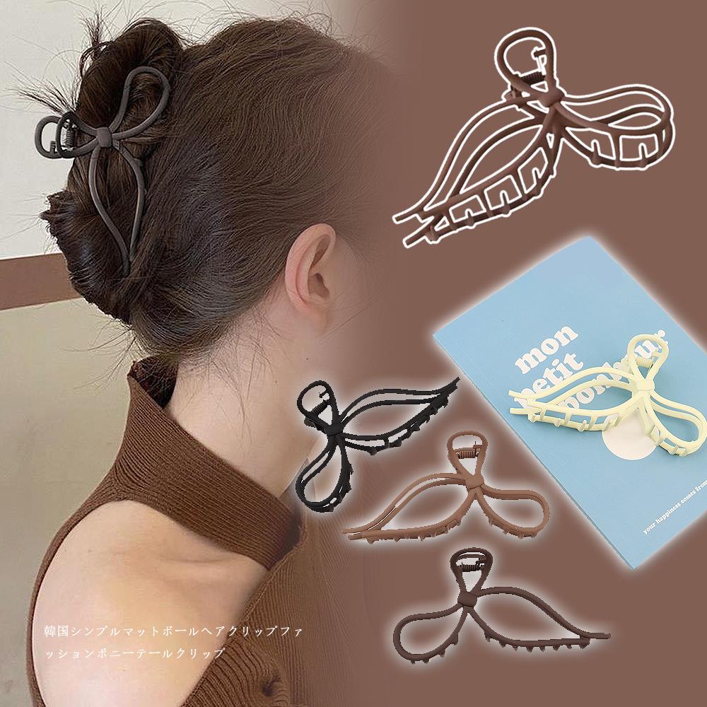 

Autumn Metal Hollow Bow Hair Clip - Bai Lu Style Matte Shark Clip темный кофе