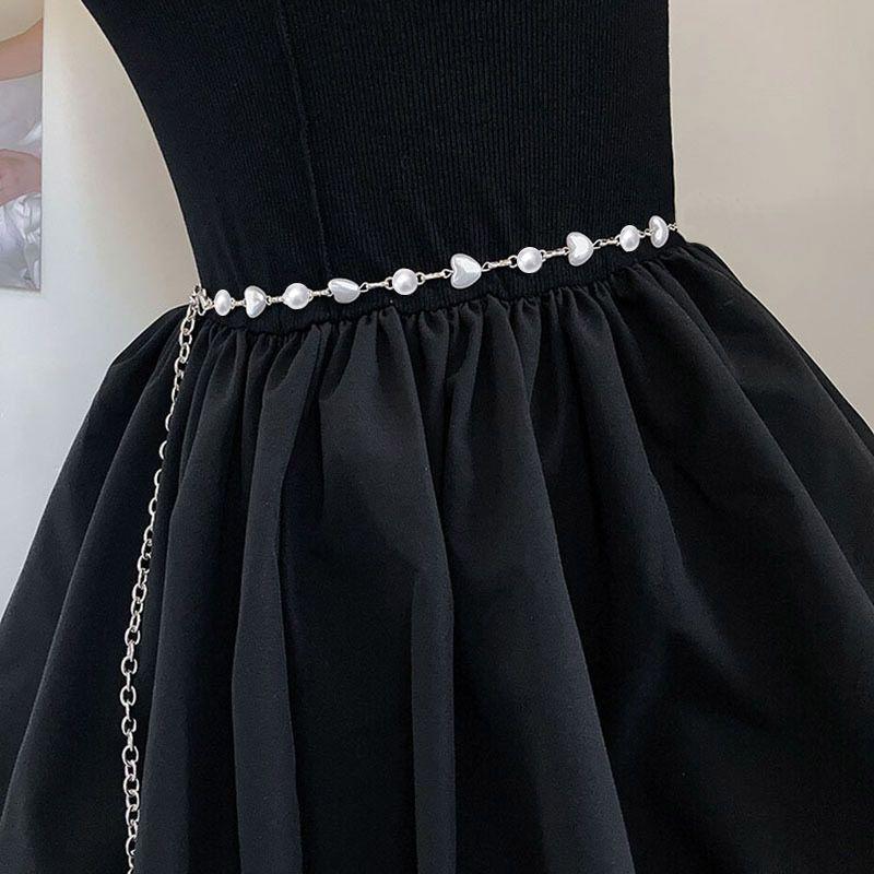 Elegant Women Pearl Waist Belt Female Girls Dress Heart Pearl Waist Chain Decoration Waistband Wedding Accessories