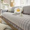 French Pleated Edge Short Plush Sofa Cushion Seasonal Universal Plush Solid Color Sofa Cover Winter Anti Slip Wear-resistant L-shaped Sofa Towel
