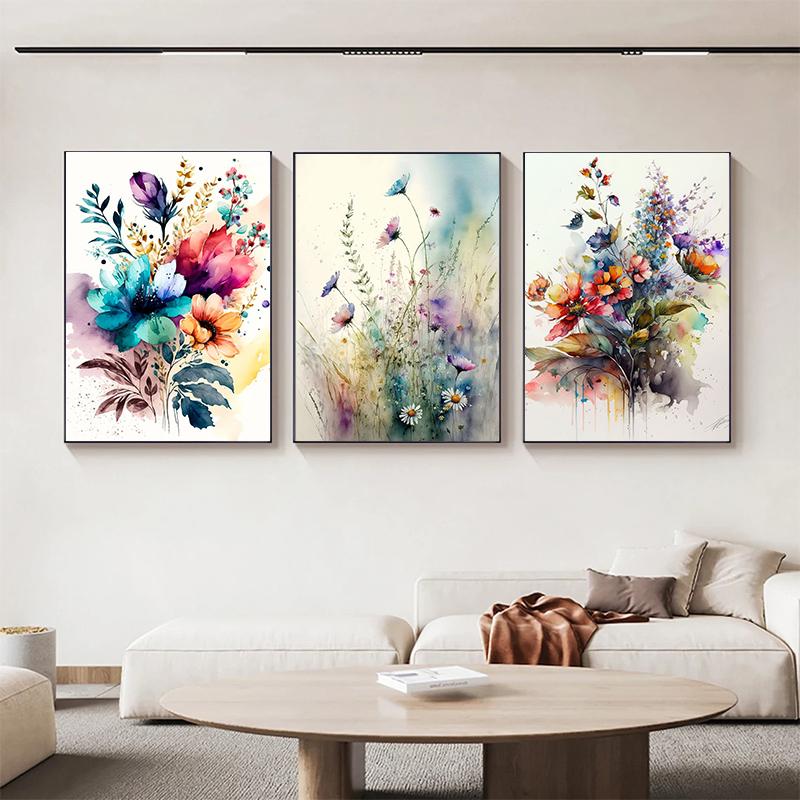 Watercolor Style Flowers Books Landscape Art Poster Canvas Painting Wall Prints Picture for Living Room Home Decor