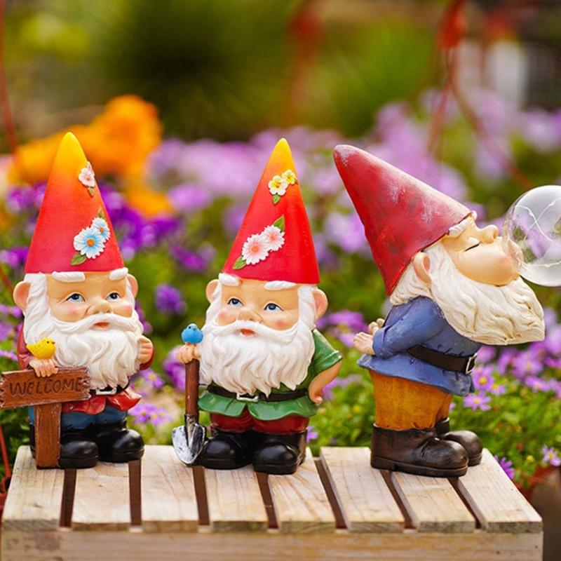 American Solar Resin Gnome Statue Art Crafts Desktop Decoration