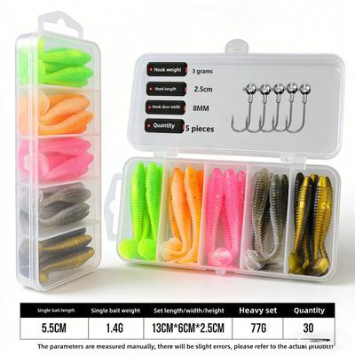 Lure Bait Bionic Two-tone Spiral Soft Fish Set8Only for Mandarin Fish and Mandarin Crappie Universal Boxed Fishing Bait