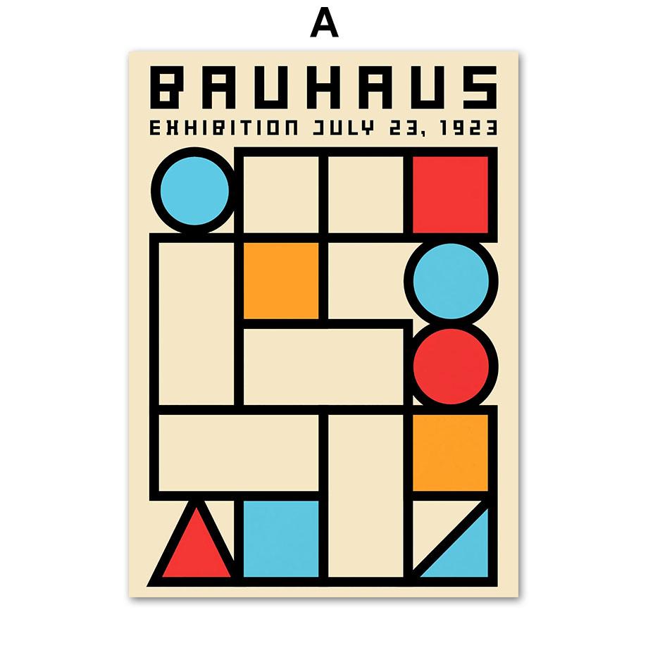 Bauhaus Linie Farbblock Geometrische Wandkunst Poster und Drucke Abstraktes Leinwandgemälde Hotel Bar Bilder für Wohnzimmerdekor