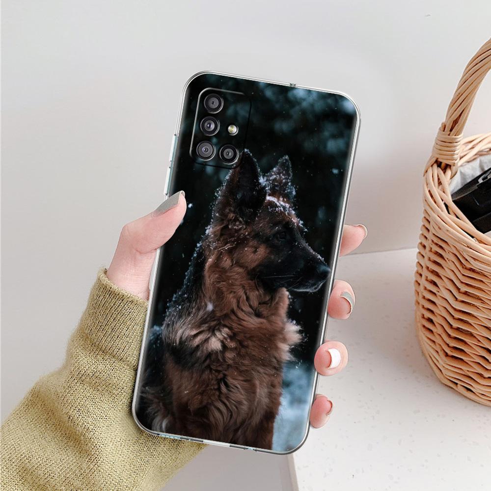 Case For Samsung A15 A13 A35 A55 A51 A71 A41 A31 A21S A05 A17 A23 A25 A33 A53 A73 5G A07 4G Cover German Shepherd Dog Cartoon