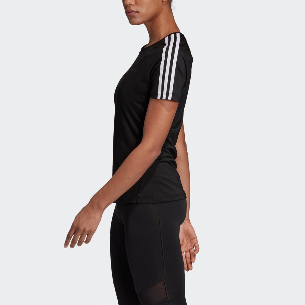Adidas D2M 3S Tee Training Sports Letter Print Round Neck Slim Fit Short Sleeve T-Shirt Women Tops Black EH8722