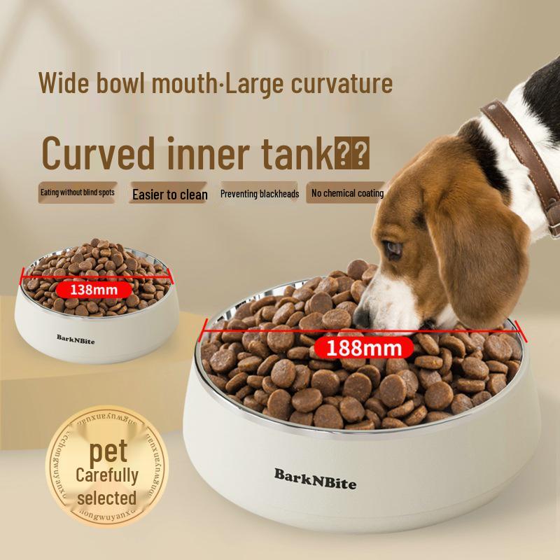 Non-Slip 304 Stainless Steel Pet Food & Water Bowl - Protects Cervical Spine, Large Diameter, Ideal for Dogs and Cats.