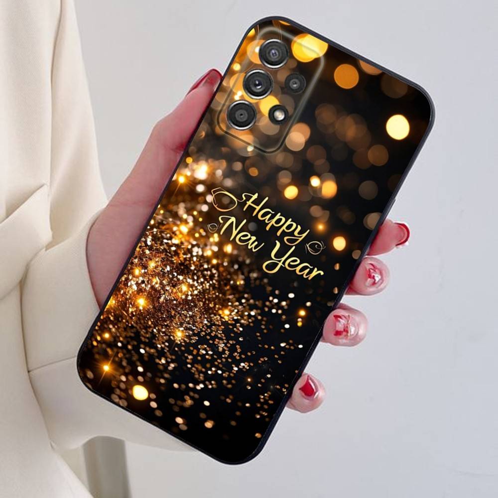 New Year Gift Cartoon Christmas Silicone Phone Case For Samsung S24,21,22,23,30,Ultra,20,Plus,Note,10,9,Black Soft Silicone Case