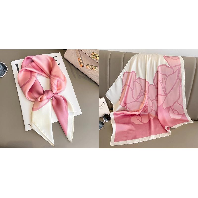 Lenço Quadrado de Seda Estampa Floral de Luxo Mulheres Lenço de Cetim Macio Faixa de Cabelo Lenço de Pescoço Cabeça Hijab Senhora Faixa de Cabelo Foulard Fita de Bolsa
