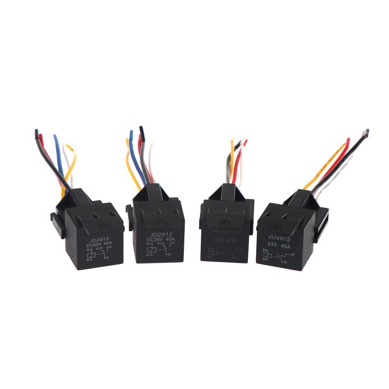 Universal 40A 12V-72V Automotive Relay 4/5Pin with Interlocking Socket for RV Truck Van Motorcycle Use
