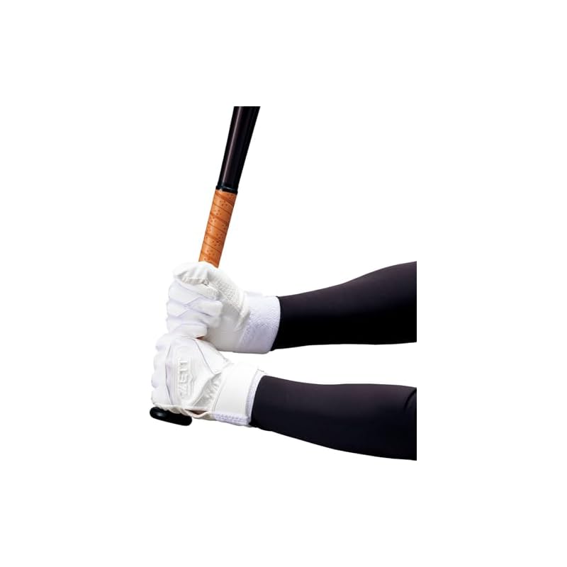 ZETT Impact Batting Gloves, Pair, High School Level, White (1100), Size L, BG19202HS