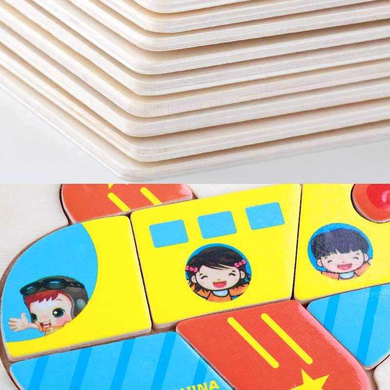 Cartoon Animal Fruit Car Pattern Wooden 3D Puzzle Baby Intelligence Early Learning Educational Toy Cute Wood Puzzle For Kids