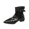 Autumn and Winter Women's Ankle Boots Sexy Pointed Pole Dance High Heels Zipper Rivet Chelsea Coarse Shoes Women