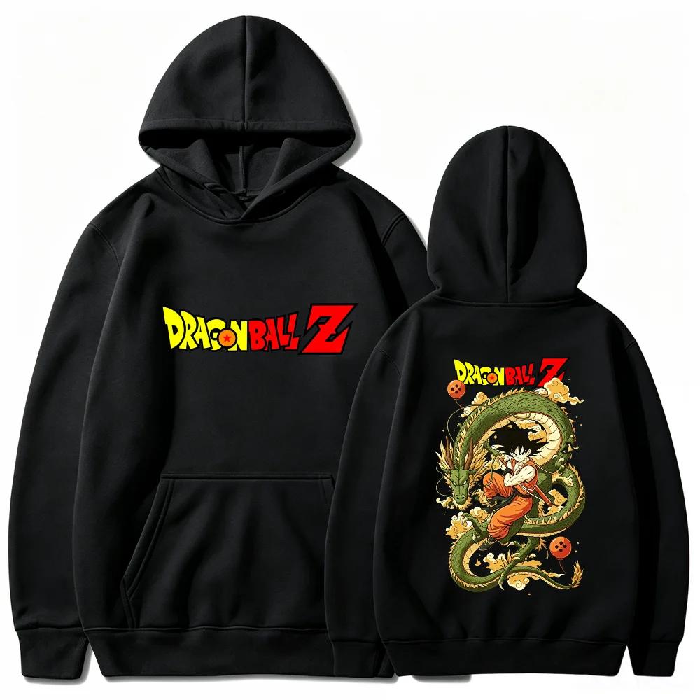 Felpa Dragon Ball Z Goku Shenron Drago Anime Manga Streetwear Estetica Nera Oversize Casual Sportiva Felpe