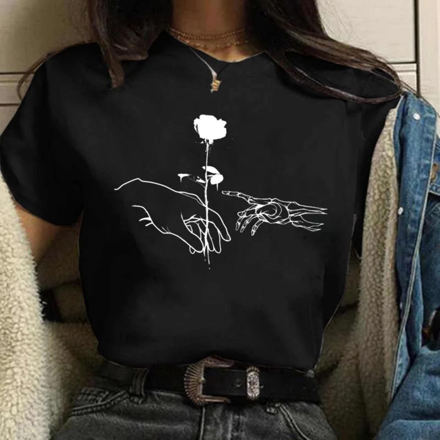 

Funny Michelangelo Rose Aesthetic Harajuku T Shirts Women Ullzang Cartoon T-shirt Grunge Graphic Tshirt Fashion Top Tees Female XXXXXL чорний