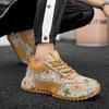 Men’s Sports Shoes Black Skateboard Shoes Student Fashion Printed Running Sneakers Plus Size