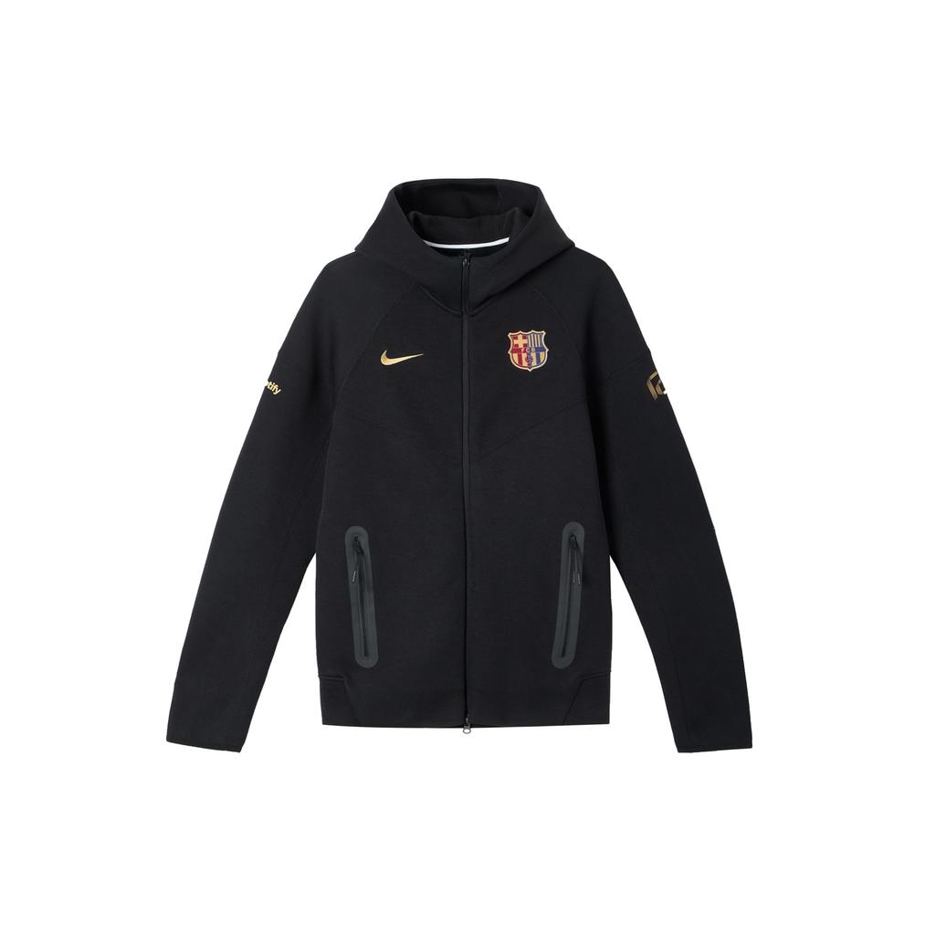 Nike FC. Barcelona Tech Fleece Windrunner Logo Geborduurde Zip-Up Mode Hoodie Heren jassen Zwart HF7724-011