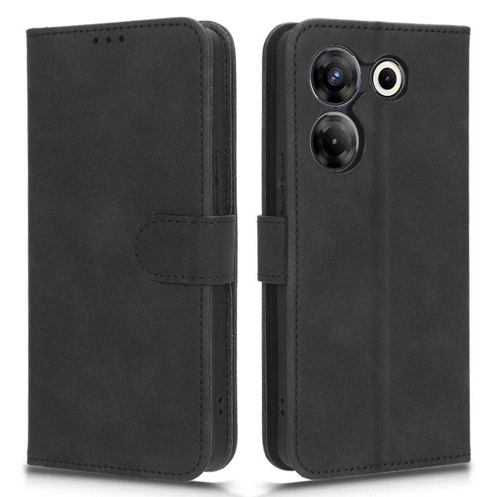 

For TECNO Camon 20 Pro 5G Skin-Touch Wallet Phone Case PU Leather Stand Flip Cover Black