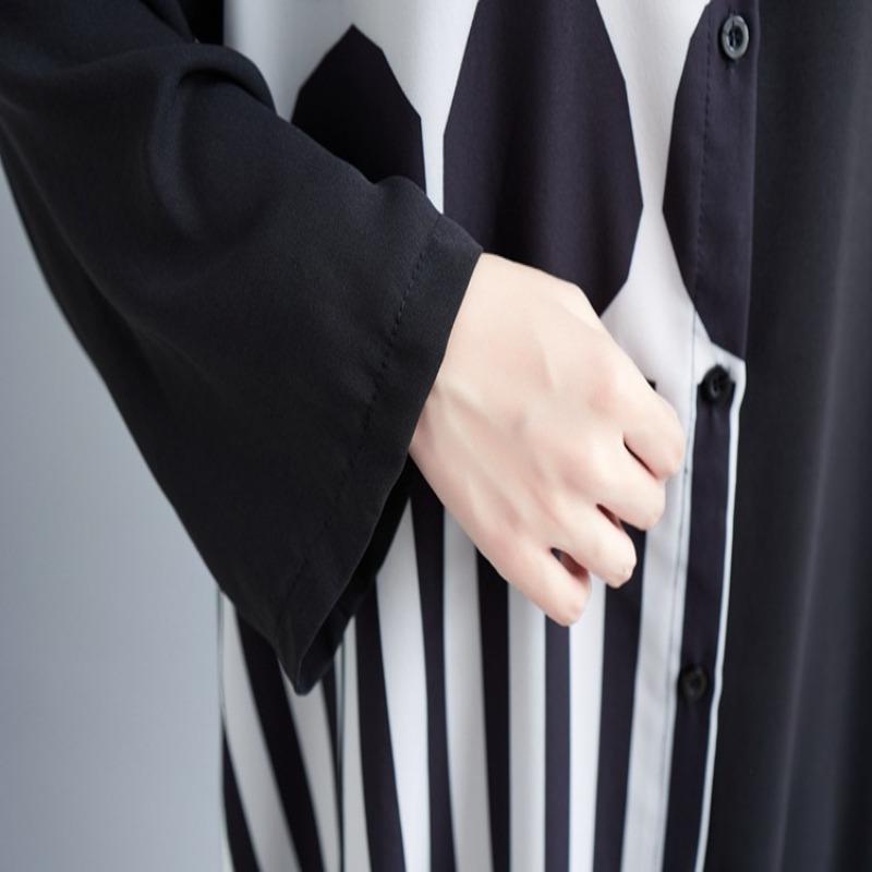 Spring and Autumn New Fashion Stitching Plus Size Loose Comfortable Refined Long Shirt Casual Long Sleeve Dress