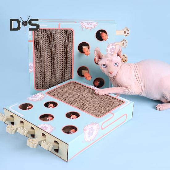 Jucărie pentru pisici Whack-a-Mole, 3 în 1, din carton, interactivă, cu zgârietură pentru pisici, cu Whack-a-Mole, pentru pisici de interior