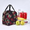 Lustige Totenköpfe Blumen Rote Rose Isolierte Lunchtaschen für Damen Wiederverwendbare Thermische Kühltasche für Arbeit Picknick Reisen