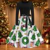Women's Casual Vintage Christmas Print Neck Dress for Holiday Party