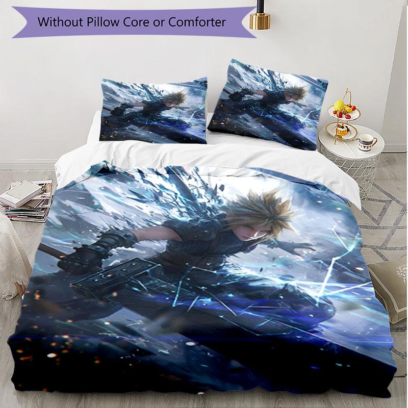 3pcs Duvet Cover Set (1*Duvet Cover + 2*Pillowcase, Without Core), Final Fantasy Print Soft All‑Season Bedding Set, Home Bedroom Decor Gift