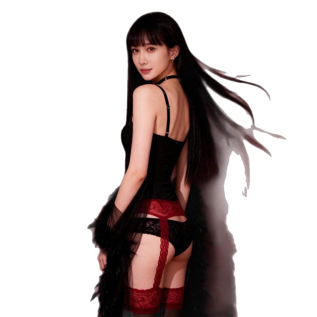 Sexy underwear, sexy oily stockings, black silk full body onesie, thin lace suspenders, one-piece neck hanging