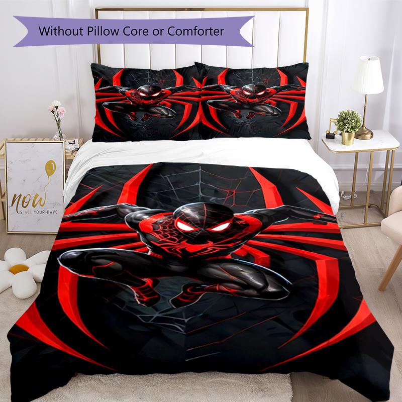 3pcs Spider Man Bedding Set Duvet Cover Closure Includes 1 Duvet Cover & 2 Pillowcases, Soft and Comfortable for All Seasons.