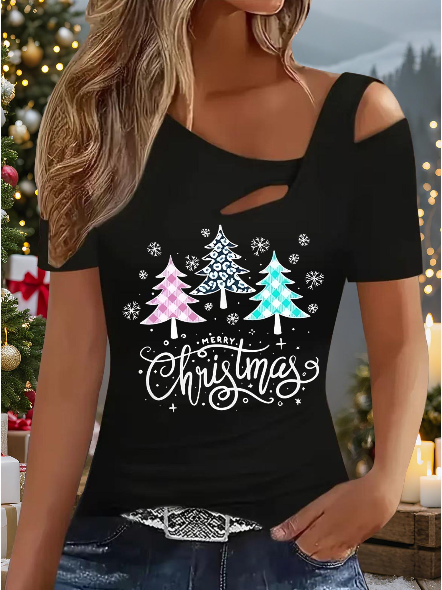 

Женский Новый Повседневный Топ Рождество Хэллоуин Рождественский Подарок Топы Рубашка Блузка S чёрный