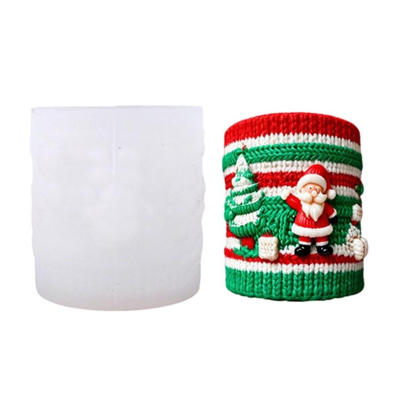 

Santa Embossed Cylinder Silicone Candle Mould Food Grade Silicone For Making Candle Soap Chocolate Holiday Decoration 1