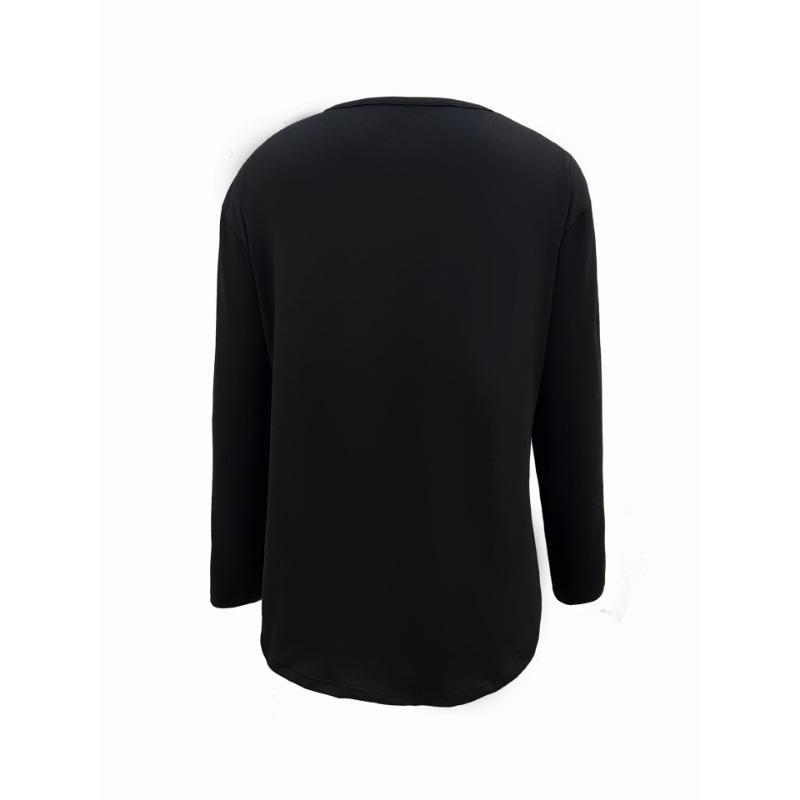 Spring Autumn Women's Blouse Casual Personalised Printed Christmas V-Neck Long Sleeve Top