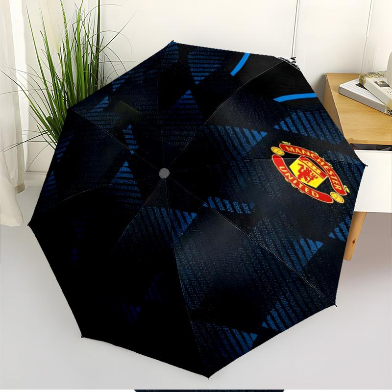 Football United F.C Print Automatic Open Close Umbrella, Portable Foldable Umbrella, for Outdoor Commute Camping Trip, Ideal Birthday Gift