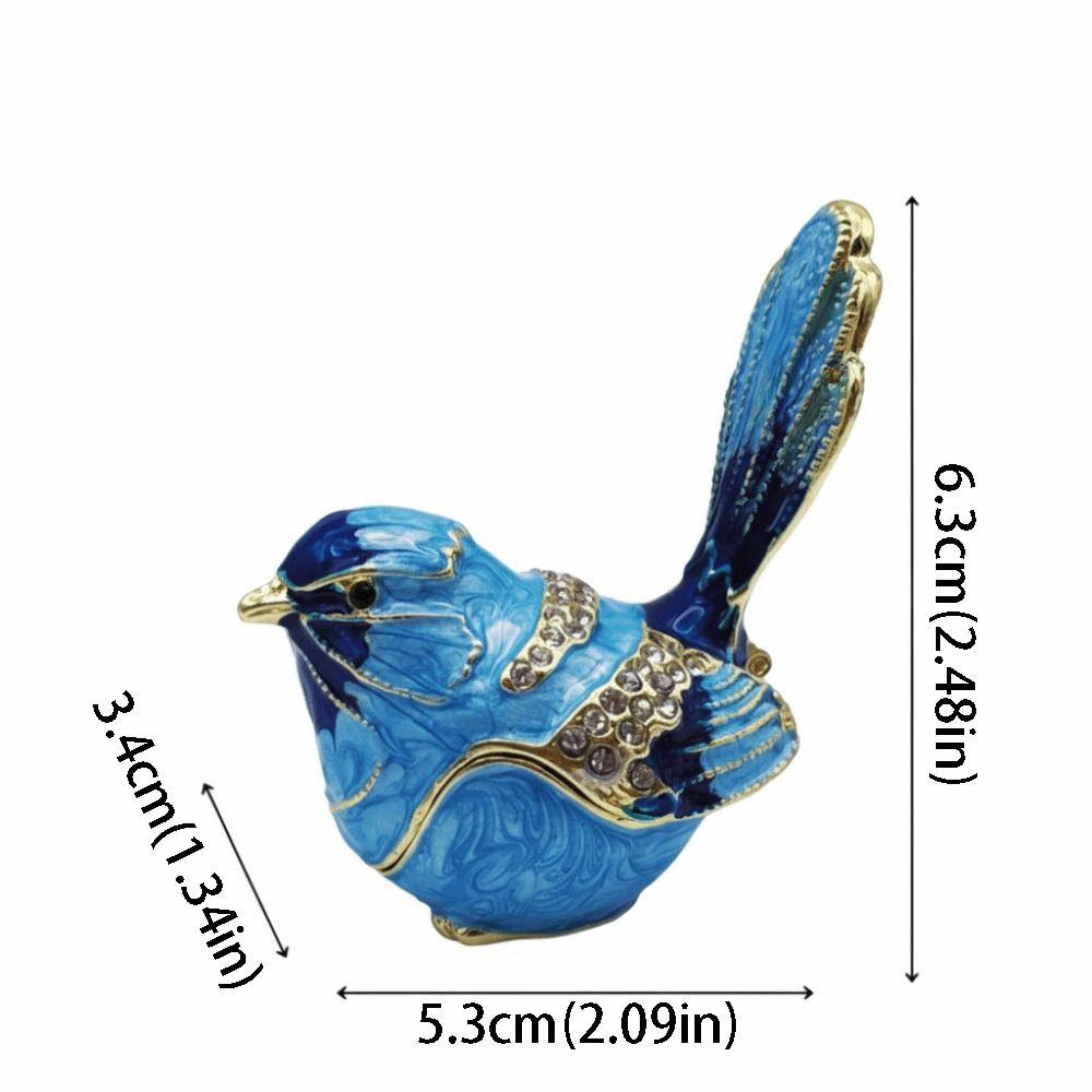 Metal Material Bird Trinket Box Mini Size Bionic Ornaments Metal Enamel Decoration  Home Decor