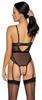 Cottelli LINGERIE - Black Lace Bodysuit with Pearls at the Crotch M
