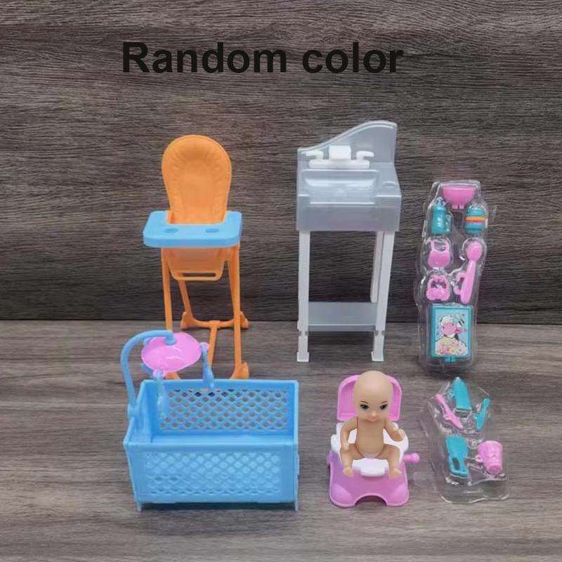 Educational Toy Baby Doll Accessories Wash Tank Bed Toilet Dinner Chair Cutlery Life Houseware Playhouse Toy Set Doll Playset