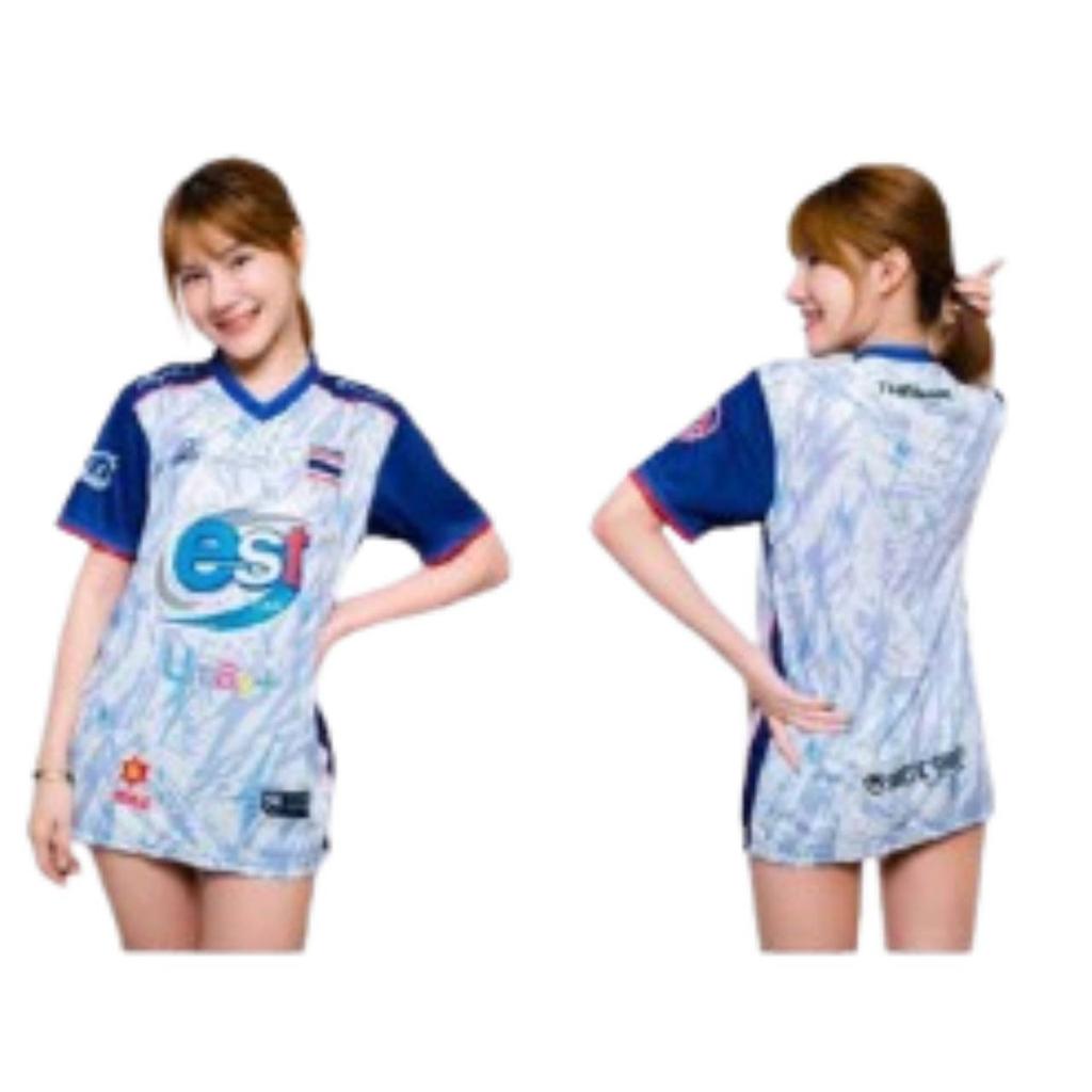 THAILAND National Volleyball Men Training JERSEY CHEER Fan Print Quick Dry V Neck Shirt Short Sleeve Uniform Thailand Logo Unisex Sport Indoor
