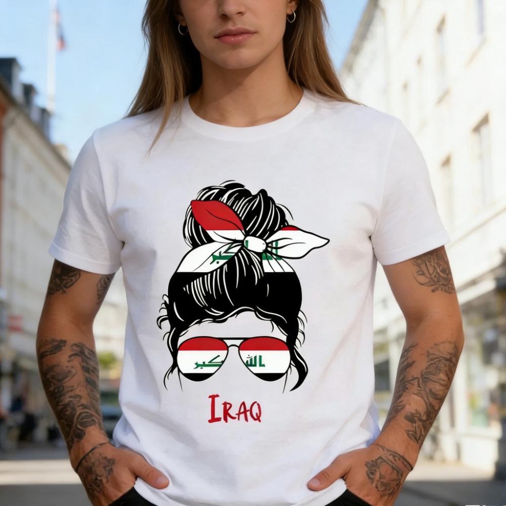 Iraqi Girl Iraq Girl Iraq Woman Flag TShirt Women Clothes High Quality Cotton Tees Shortsleeved Tshirt Y2K Graphic Clothes