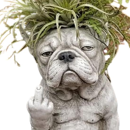 Bulldogge Hund Pflanzgefäß Lustiger Mittelfinger Hund Harz Blumentopf Niedliche Tierform