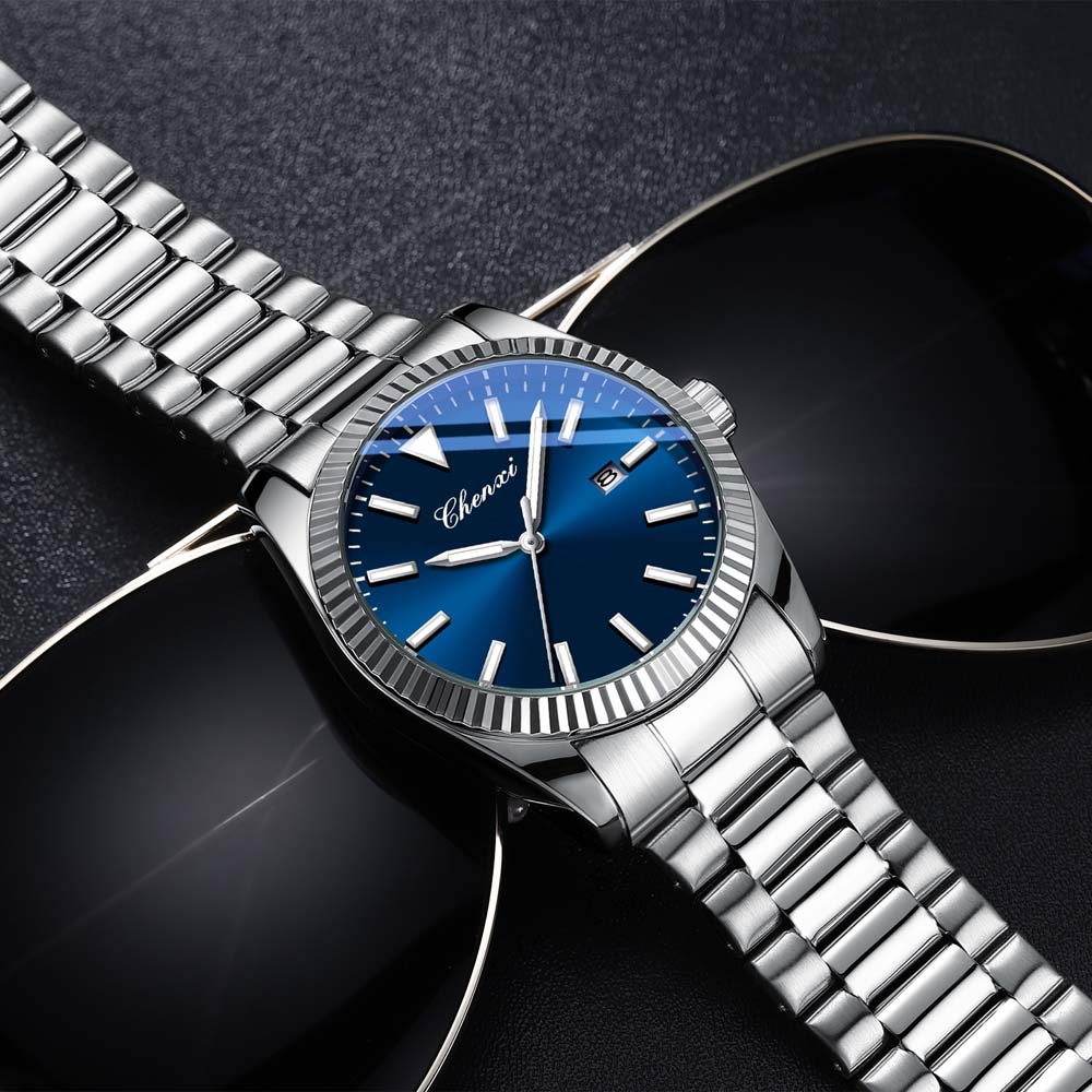 CHENXI Men's Quartz Watch Date Stainless Steel Strap Waterproof Business Casual Watches Man Clock Male Gifts