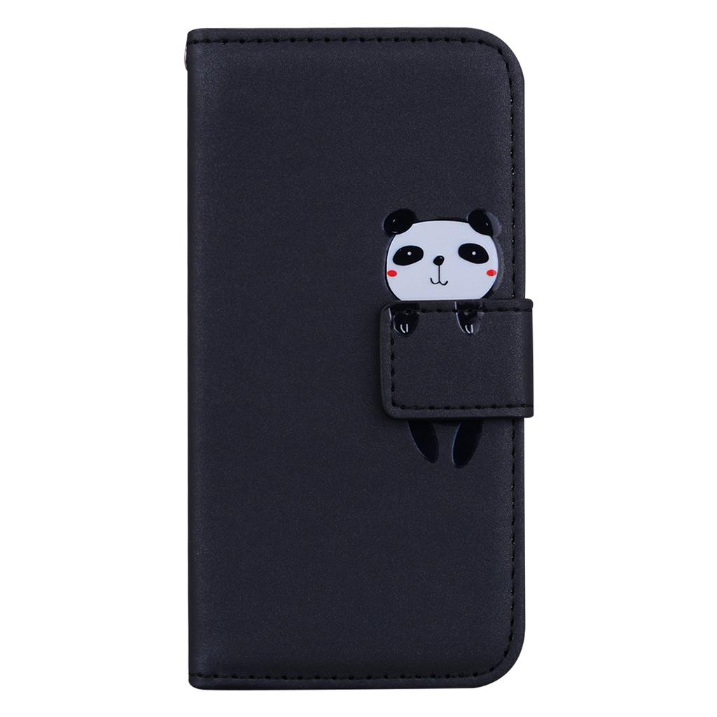 For iPhone 13 6.1 Inch Cartoon Animal Pattern Cell Phone Cases with Strap PU Leather+TPU Cover